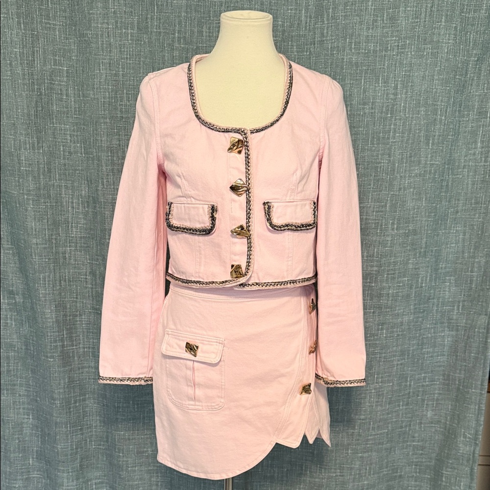 Self-Portrait Light Pink Blazer and Skirt Set